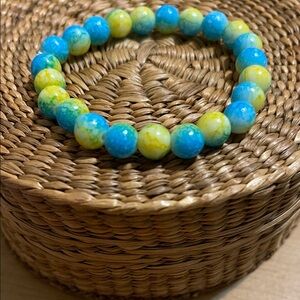 Blue and Yellow Beaded Bracelet
